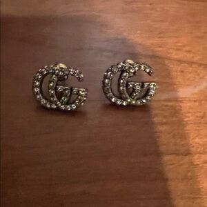 Gucci Gold Crystal Logo Earrings